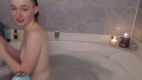 cute girl takes a bath