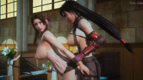 Aerith and Tifa passionate sex - Final Fantasy 7 Futa