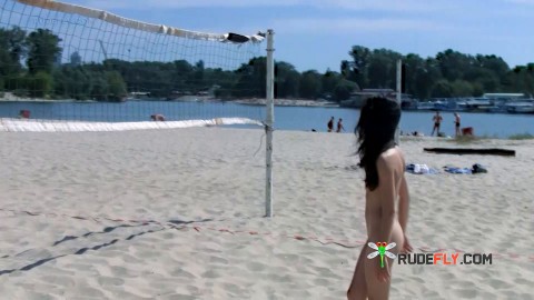 Unaware young nudist chicks secretly filmed on the beach