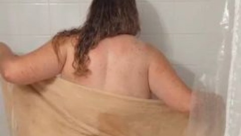 My shy PAWG wife teases me with a towel after her shower