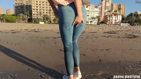 Wet Shoot On A Public Beach With Crazy Model Risky Outdoor Masturbation Foot Fetish Pee In Jeans Busty Girl Fucked