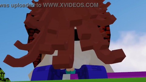 Minecraft Sexmod - Zoom na buceta da luna e abelha peituda de cabelo