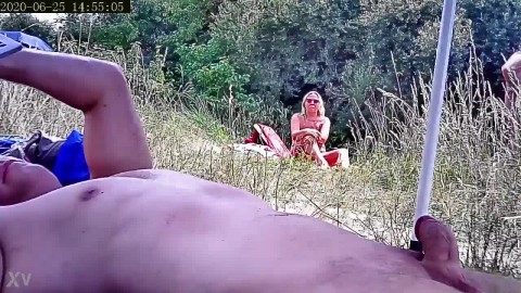 Flashing my boner to an older nudist couple by the lake