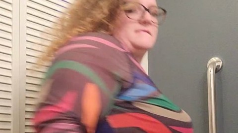 Bbw Redhead Secretary up skirt real quick in the bathroom