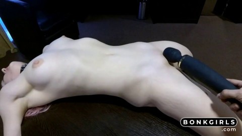 Teen tied to table for vibrator play
