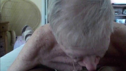 Grandpa sucks and eats cum