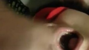 Fat girl sucking dick with his eyes closed Cumming in blindfolded wifes mouth