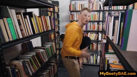 Big ass cougar lady fucked by nerd in public library