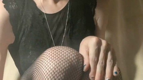 emo trans girl jerks her cock under her skirt