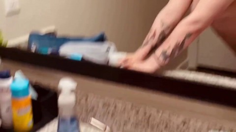 pawg sucks and fucks bcc in front of the bathroom mirror