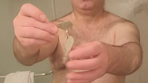 Nude Martin Lavallée is now locked in chastity! How long he should have his small penis caged?