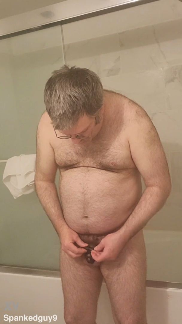 Nude Martin Lavallée is now locked in chastity! How long he should have his small penis caged?