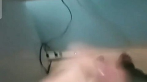Horny teen jerking his small cock and cums