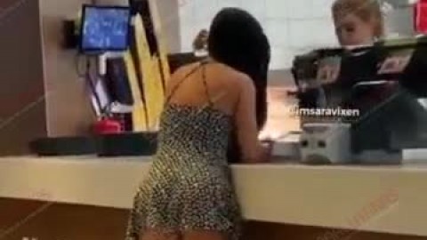 Babe Exposing at Ice Cream Bar