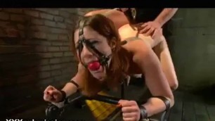 Bound gagged babe hard anally fucked and hooked