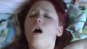 Chubby red head get creampied