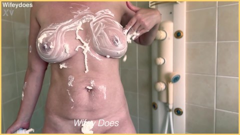 PREVIEW - Wife puts whipped cream on her big tits