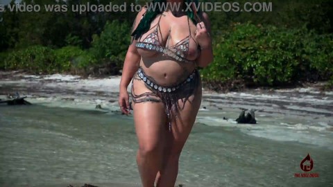 Hot Latina Model Shakes Tits and Ass on Beach
