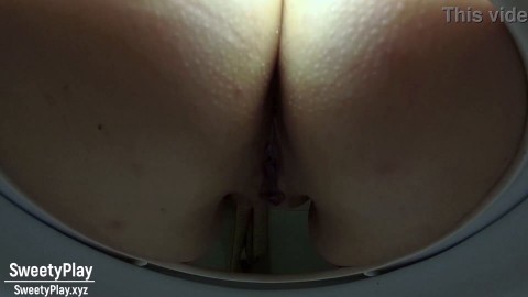 Toilet cam anal milk enema closeups