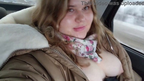 Chubby Cutie with Huge Tits Masturbates in a Cab in the Backseat
