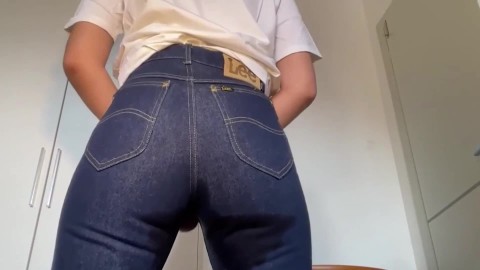 Mujer un pussy super wet cum in jeans