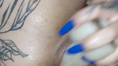 sasha masturbates her perfect ass, breaks her huge ass with her big dildo, horny young girl masturbates her pussy while she touc