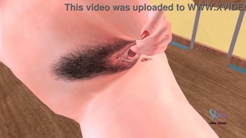 Animated 3d sex video of a cute teen girl givng sexy poses and masturbating - fingering pussy