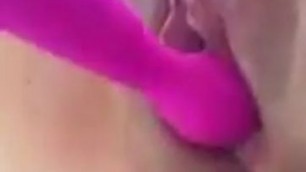 fucks herself with a rubber toy squirting orgasm