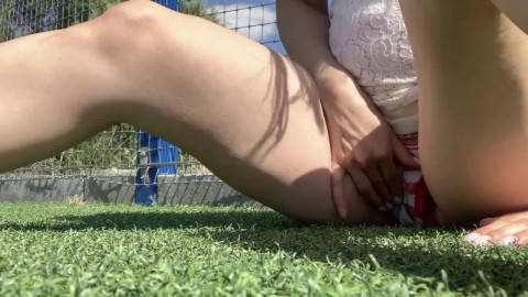 public pregnant pussy play on football court