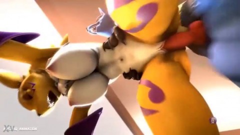 yiff gif renamon refregada por Lucario