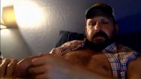 Bearded Trucker Self Facial Jerk Off & Cum