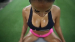 Ideal Body Girl Dolly Castro Push It fitness model in the gym excellent figure sports exercise motivation