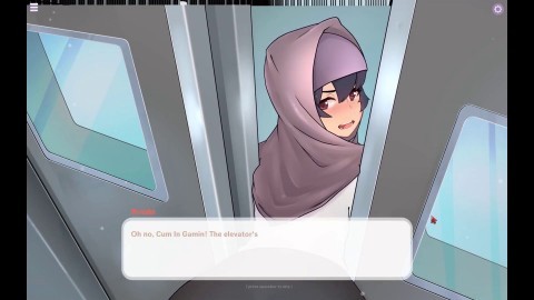 Tsundere Milfin [ HENTAI Game PornPlay ] Ep.1 My muslim boss got her ass stuck in the elevator with no panties !