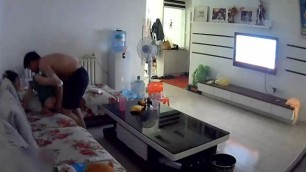 hacked camera catches chinese couple fucking in living room