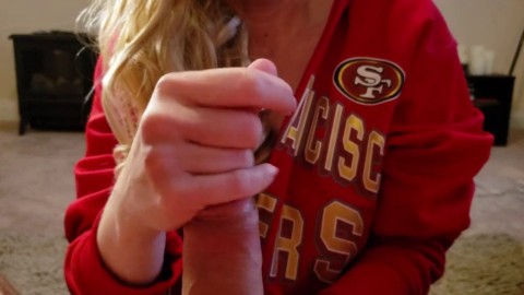 Blonde Big-Tits MILF's Super Bowl Surprise