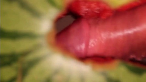 Muscular Stud Fucks and Cums on Watermelon