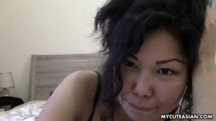 Small Boobed Asian Shows Off Her Bare Pussy