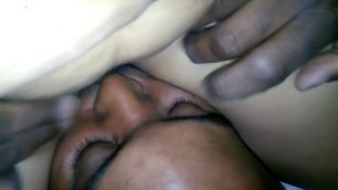 Ebony licking pussy of his wife