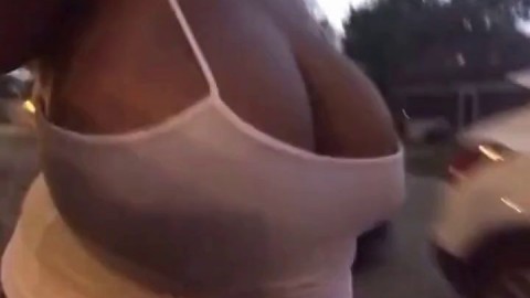 Huge Natural Black Tits Exposed Outdoors