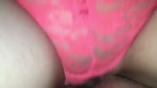 girl in pink shorts riding a dick