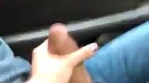 Woman Fingering black dick in the car