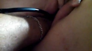 husband fucks his wife in black panties in anal fisting hand