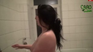 Brunette loves to fuck with her husband in the bathroom