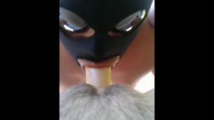 the guy in the mask fucks hairy pussy dildos