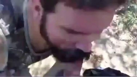 Bearded Daddy Gives Facial in the Woods