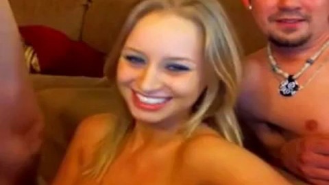 Blonde Takes On Two Cocks In A Threesome Gangbang