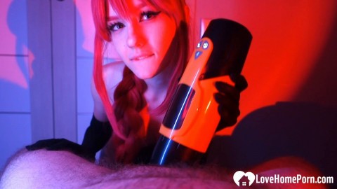 Wigged Babe Gives POV Blowjob Like a Pro