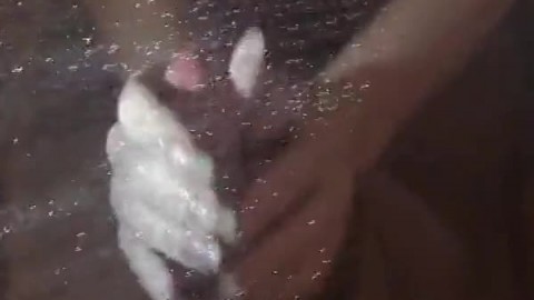 Long Nails, Big Tits Mature Russian's Cock Play & Blowjob in Shower