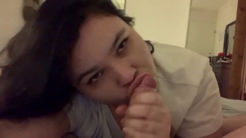 Sucking Him Off POV - Amateur Blowjob Video