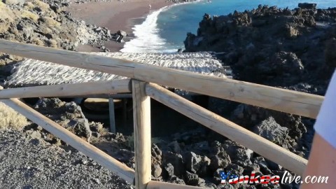 Risky Public Handjob and Nude Blonde Teen